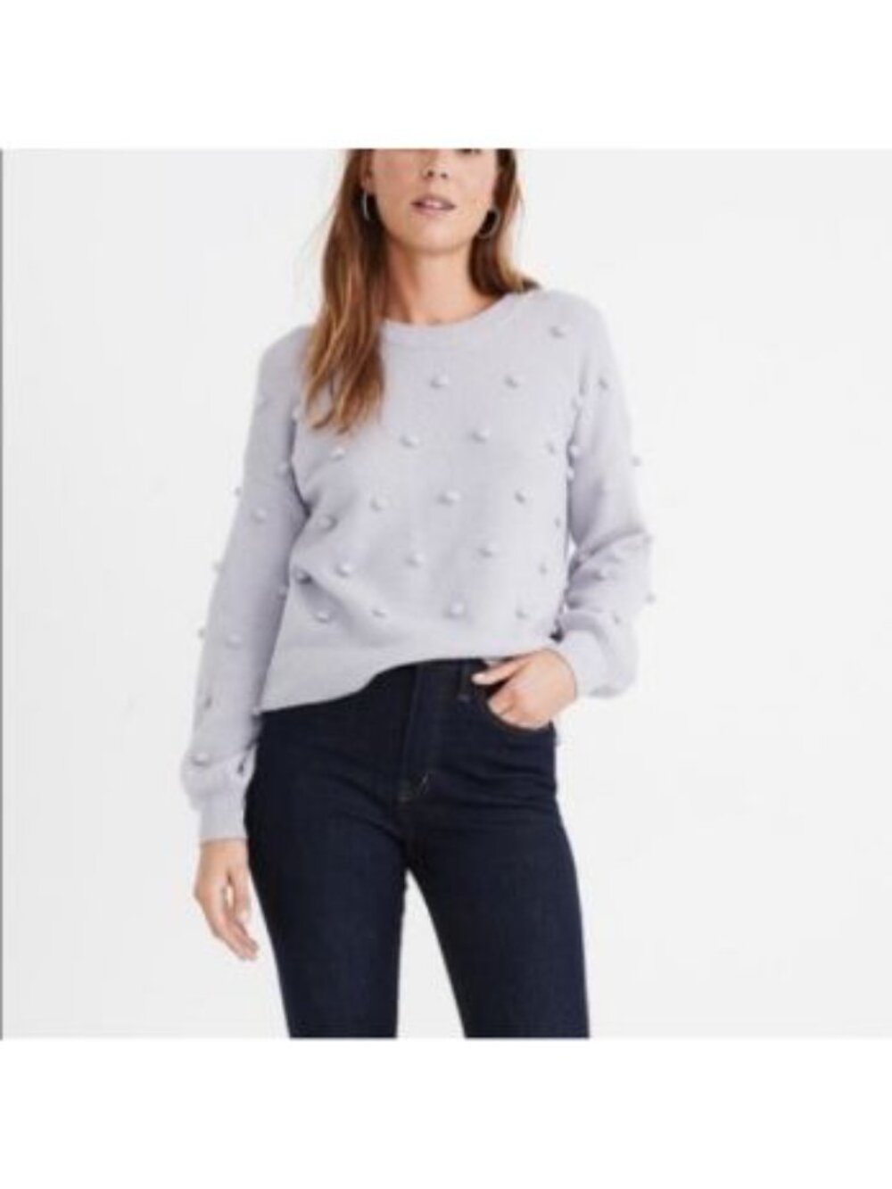 Madewell Brockton Bobble Pullover Sweater Medium Merino Wool Blend Periwinkle